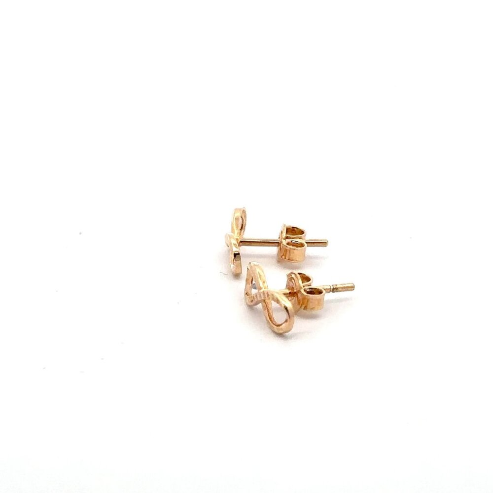 18K Gold Earrings Stud Infinity 1.42 grams - Picture 3 of 9